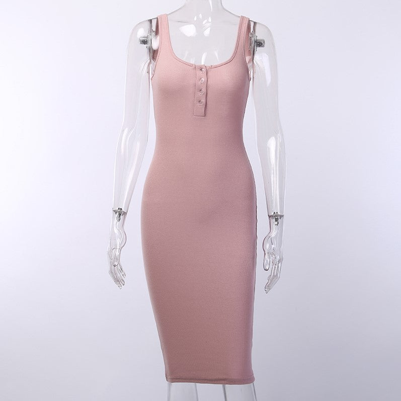 Midi Sling U-neck Hip Dress