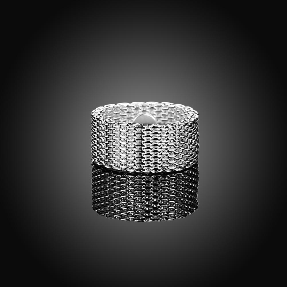 Silver Modern Mesh Band Ring