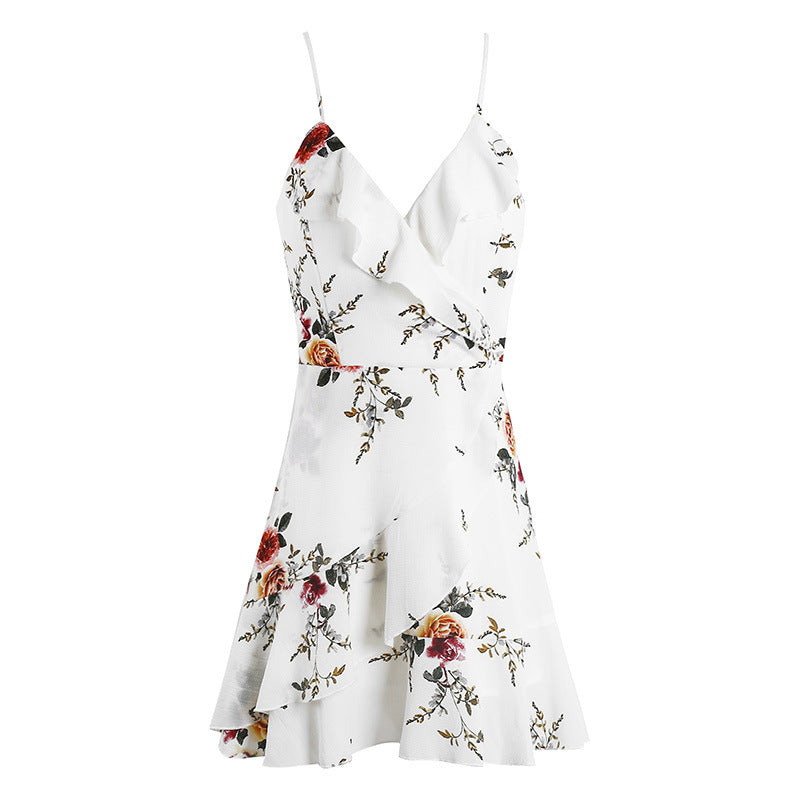 Sleeveless floral cross strap dress