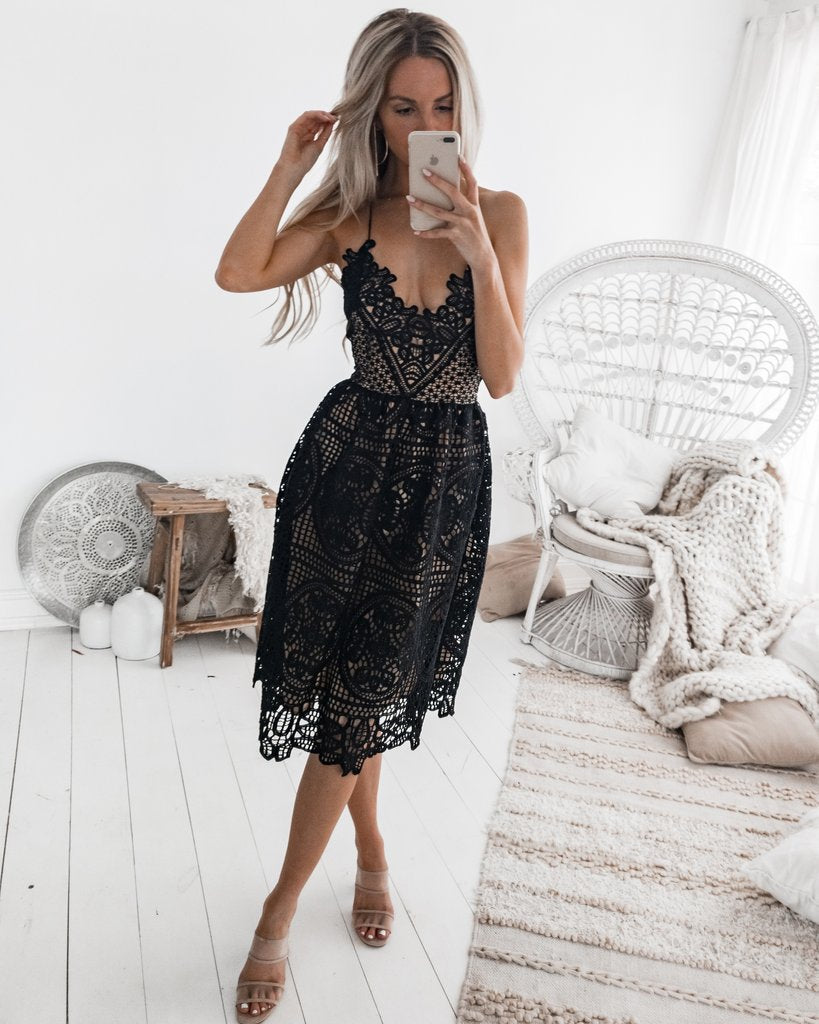 Boho Sling Lace Halter Sundress