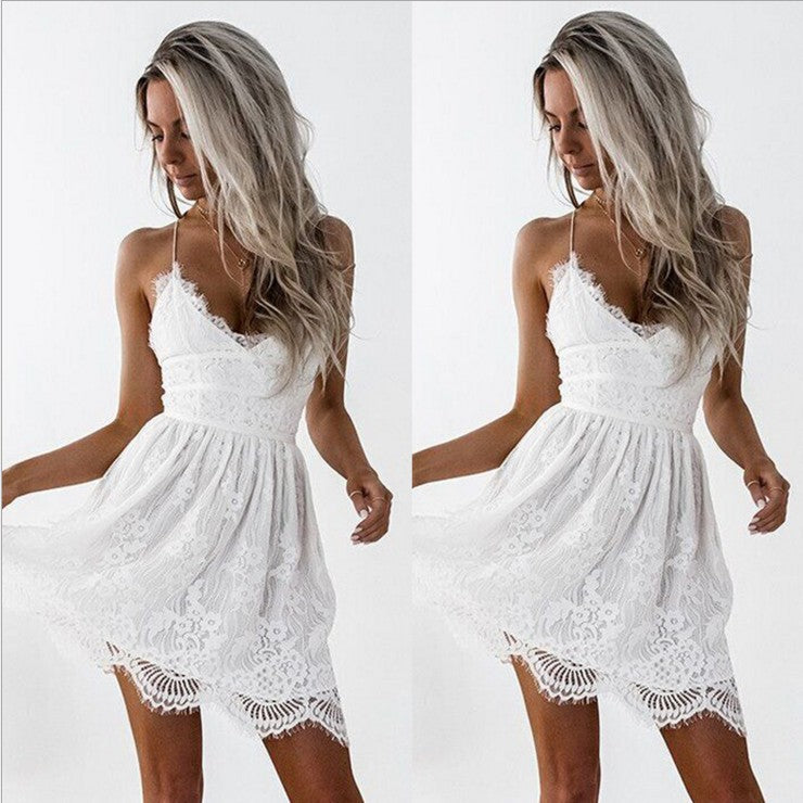 Halter Lace Sleeveless Dress