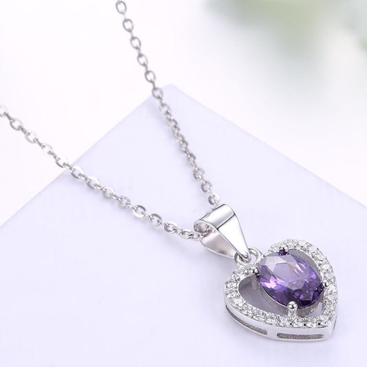 Sterling Silver Crystal Heart Pendant Necklace