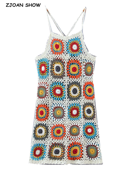 Hand Made Plaid Crochet Sling Dress