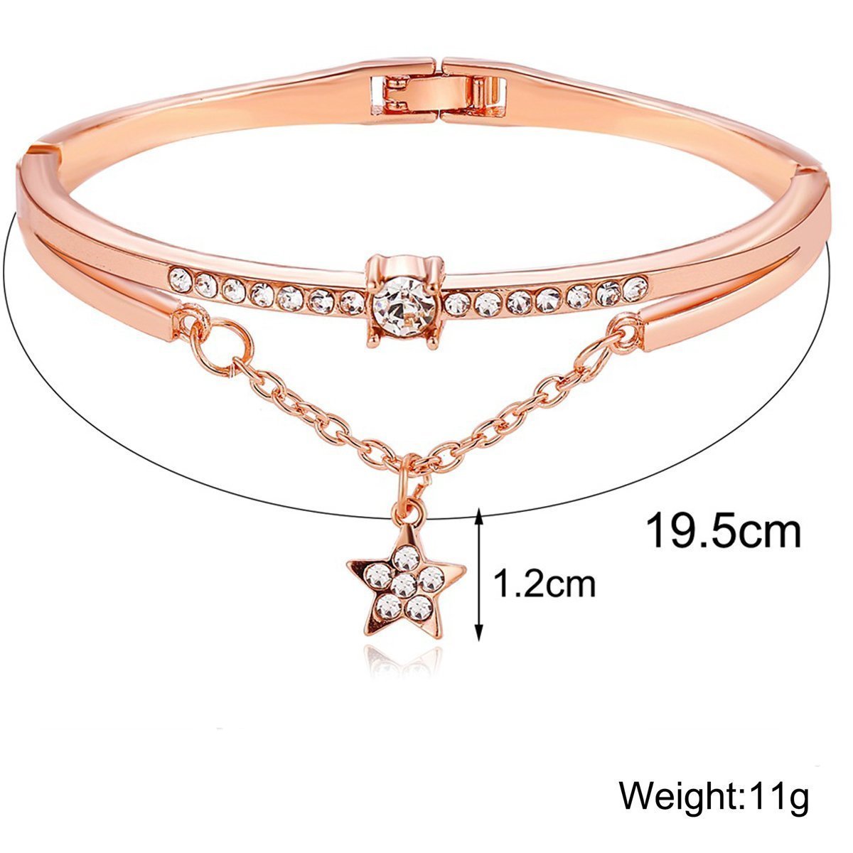 Star Drop With Austrian Crystals 18K Rose Gold Bracelet - ITALY Made