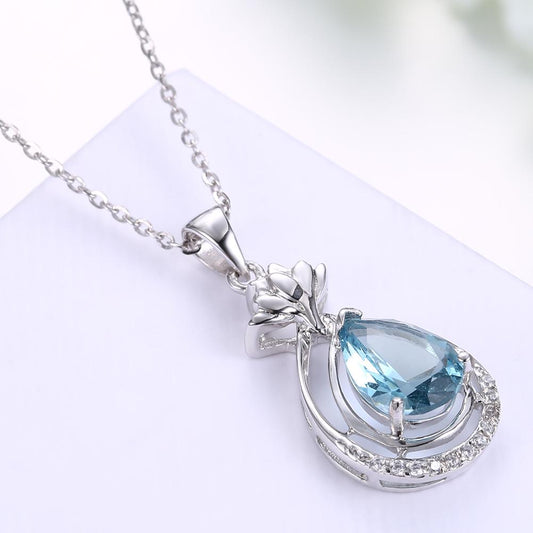 Blue Crystal Sterling Silver Necklace