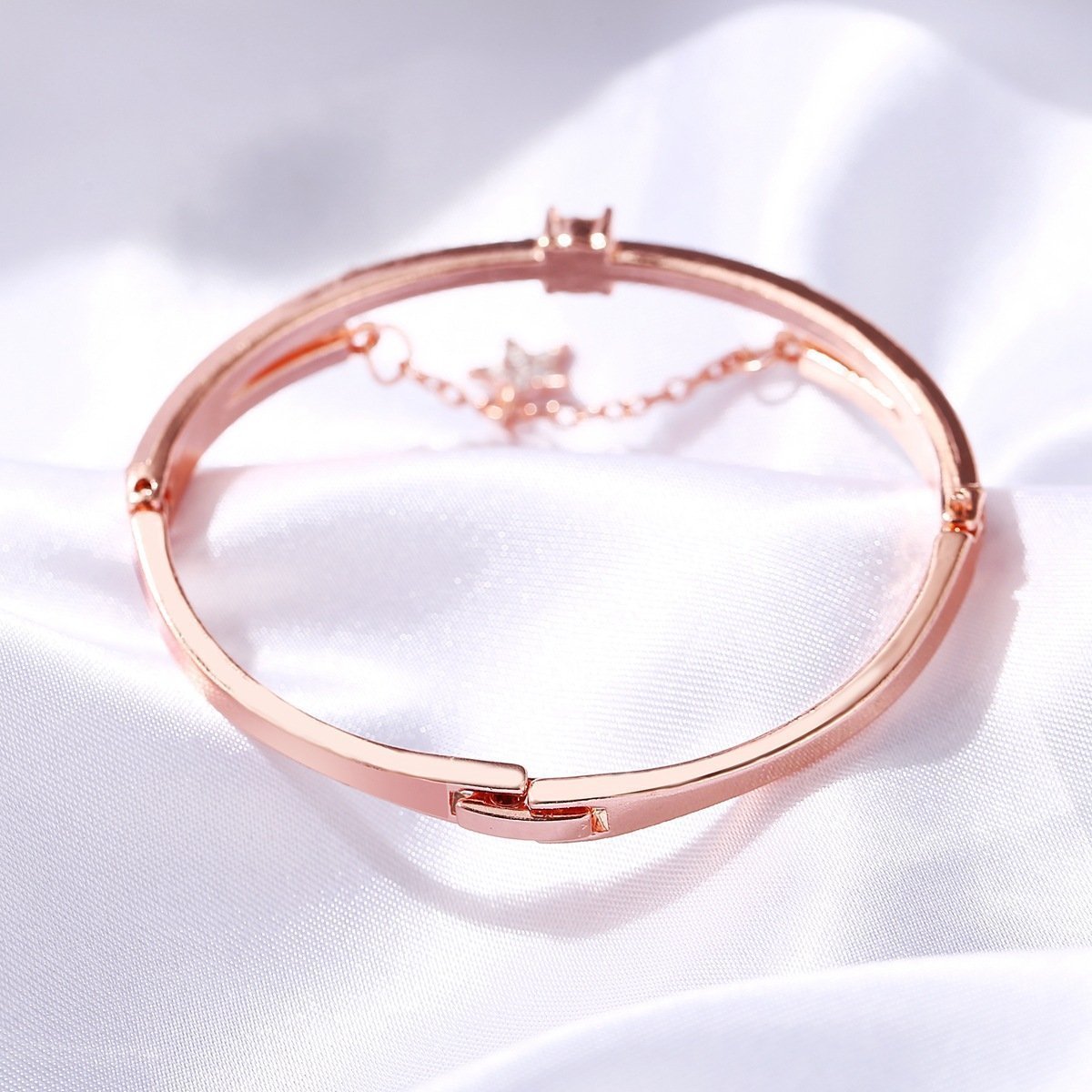 Star Drop With Austrian Crystals 18K Rose Gold Bracelet - ITALY Made