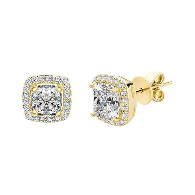 3.50 CTTW Cushion Cut Cubic Zirconia Sterling Silver Studs