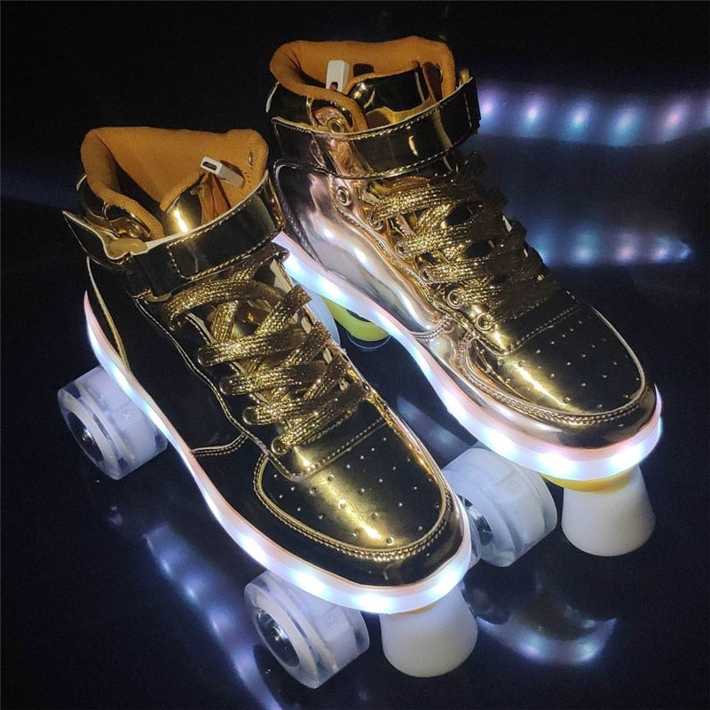 New Led Rechargeable Flashing 4 Wheel Roller Skates