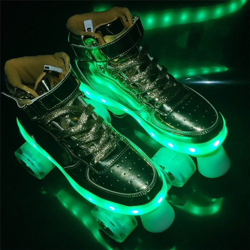 New Led Rechargeable Flashing 4 Wheel Roller Skates