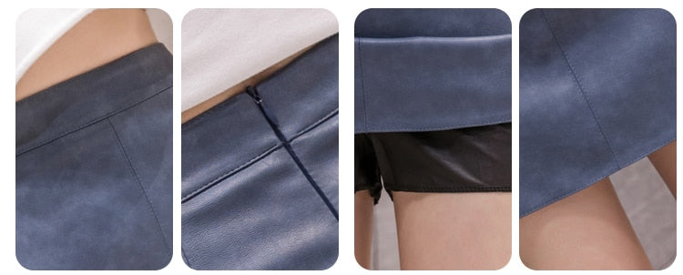 Mu-Deok High Waist Faux Leather Skirt