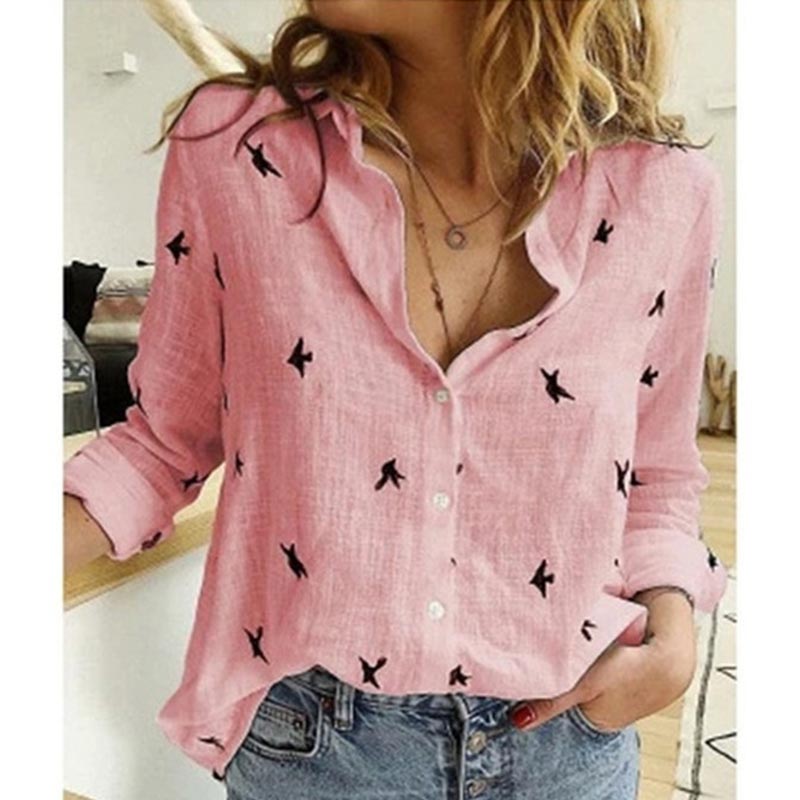 Long Sleeve Loose Cotton and Linen Blouses