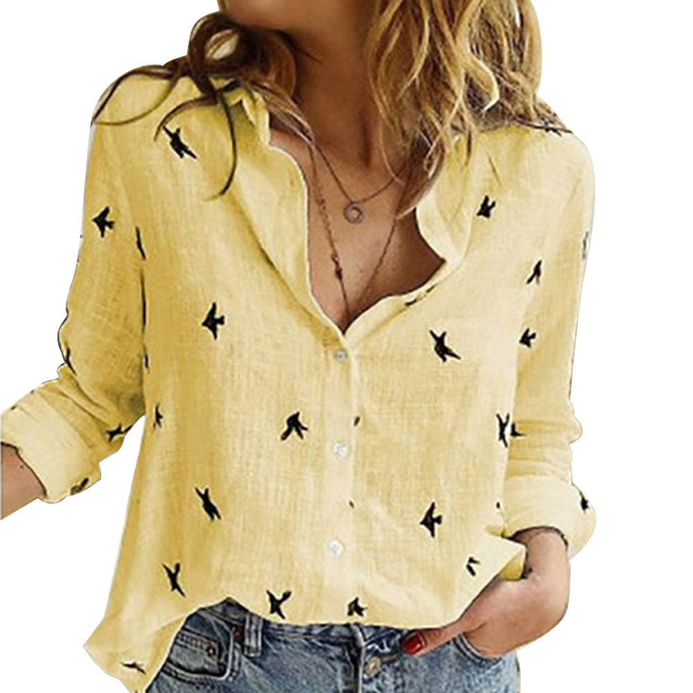 Long Sleeve Loose Cotton and Linen Blouses