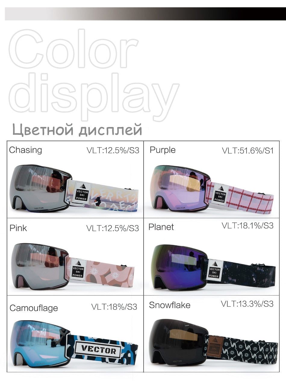 Ski Goggles UV400 Anti-fog Coatings