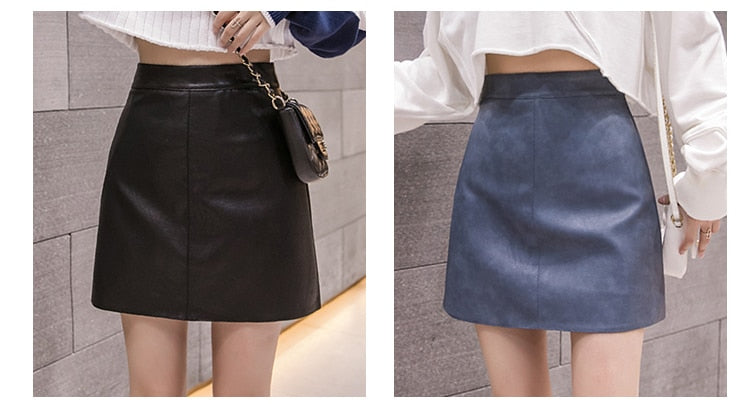 Mu-Deok High Waist Faux Leather Skirt