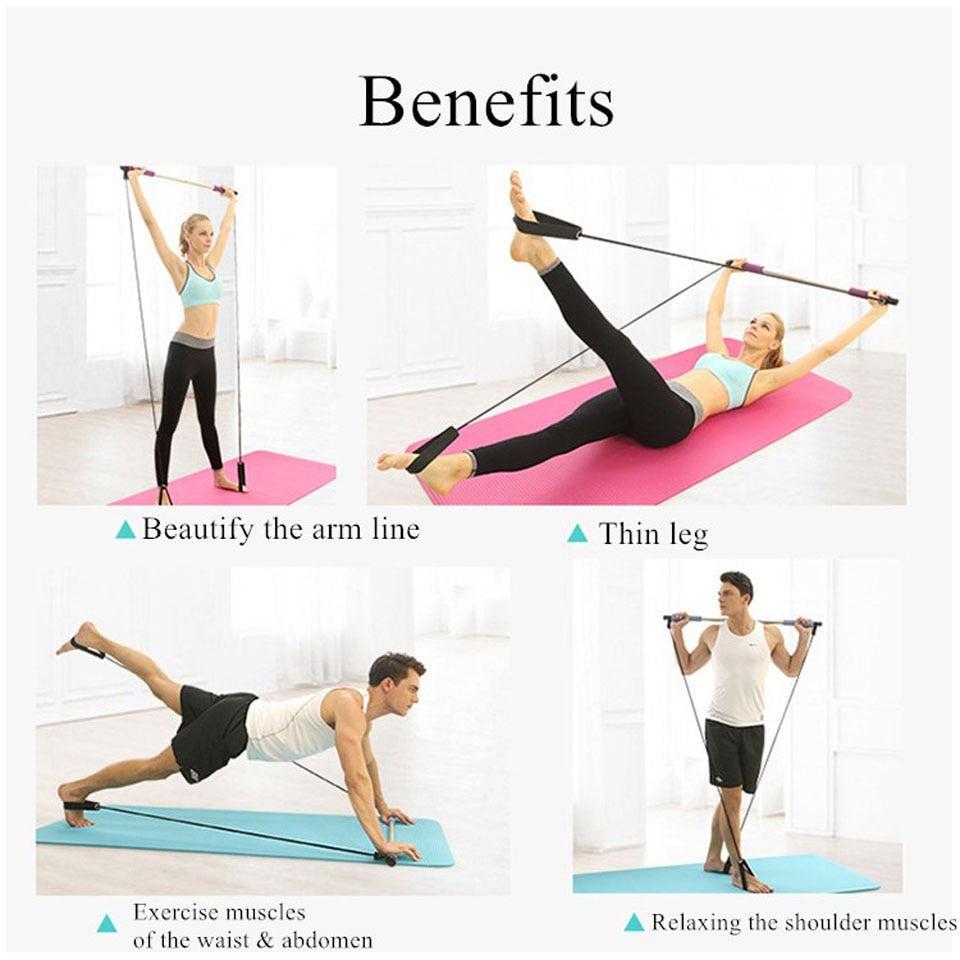 Yoga Pilates Bar Stick with Resistance Band