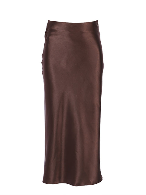 Satin Midi Silk Skirt