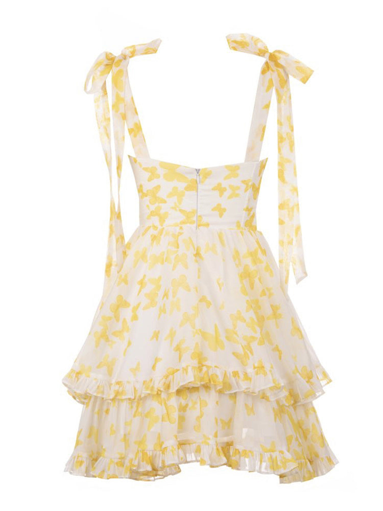 Butterfly Ruffle Mini Dress