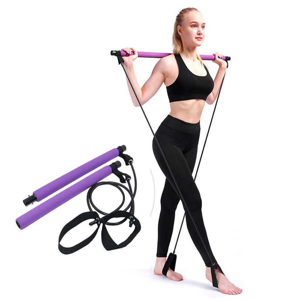 Yoga Pilates Bar Stick with Resistance Band