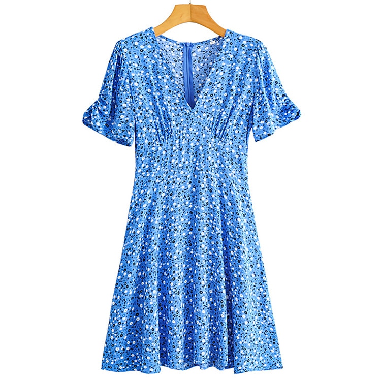 Button up Floral Ruffled Vintage Dress