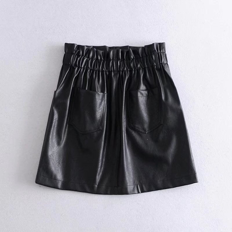 Faux Leather Black Mini Skirt