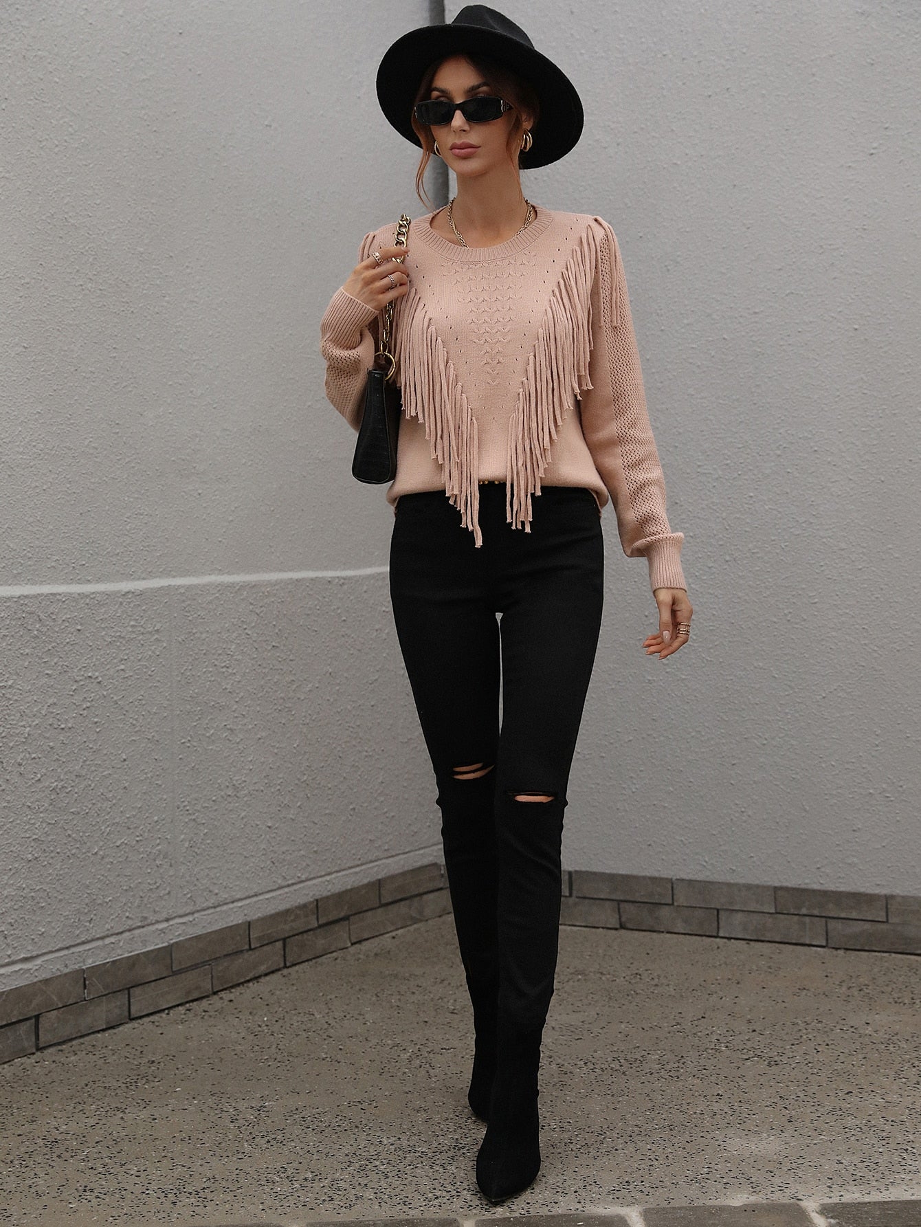 Fringe Pullover Knitted Sweater