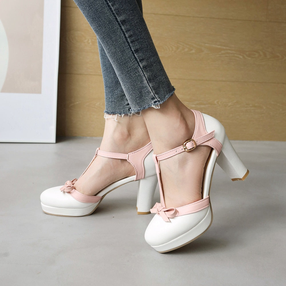 Shay T-strap Round Toe Heels