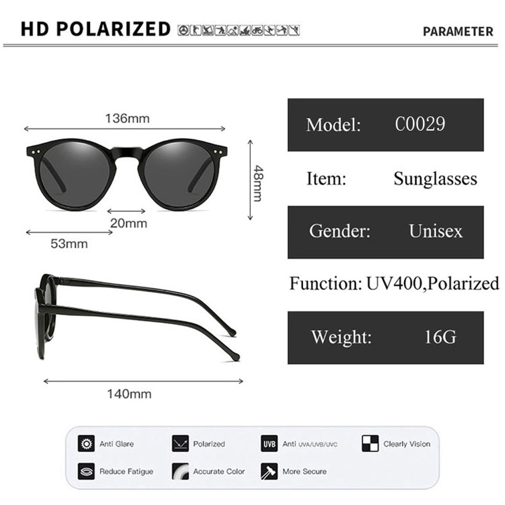 Retro Round Polarized Sunglasses UV400