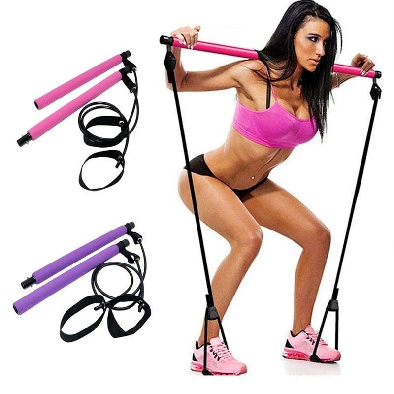 Yoga Pilates Bar Stick with Resistance Band