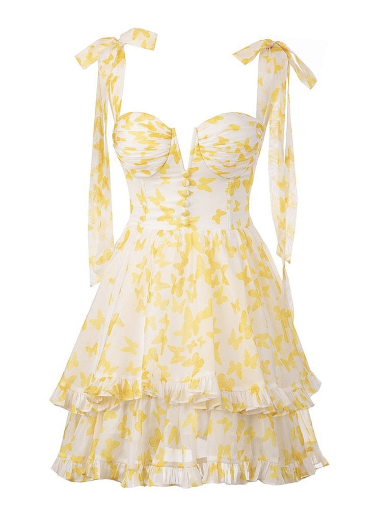 Butterfly Ruffle Mini Dress