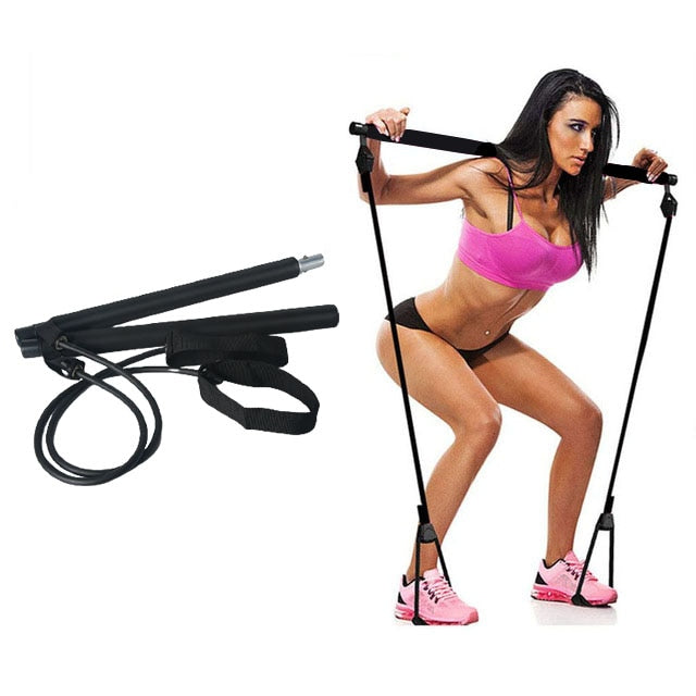 Yoga Pilates Bar Stick with Resistance Band