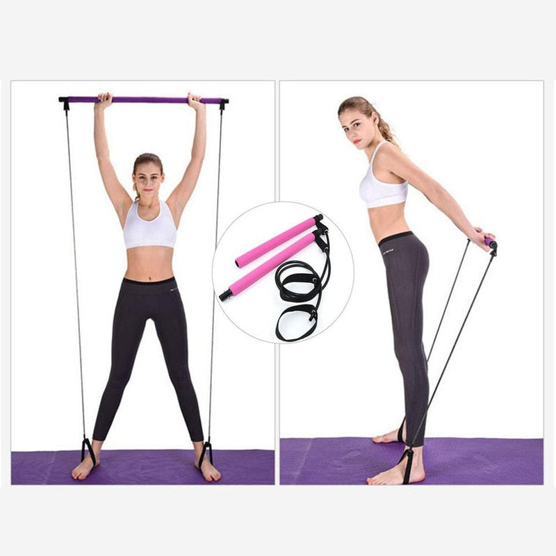 Yoga Pilates Bar Stick with Resistance Band