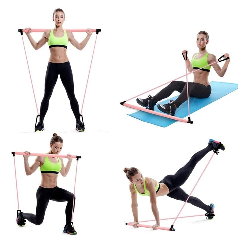 Yoga Pilates Bar Stick with Resistance Band