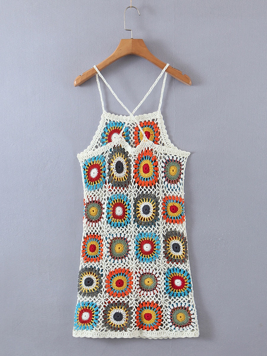 Hand Made Plaid Crochet Sling Dress