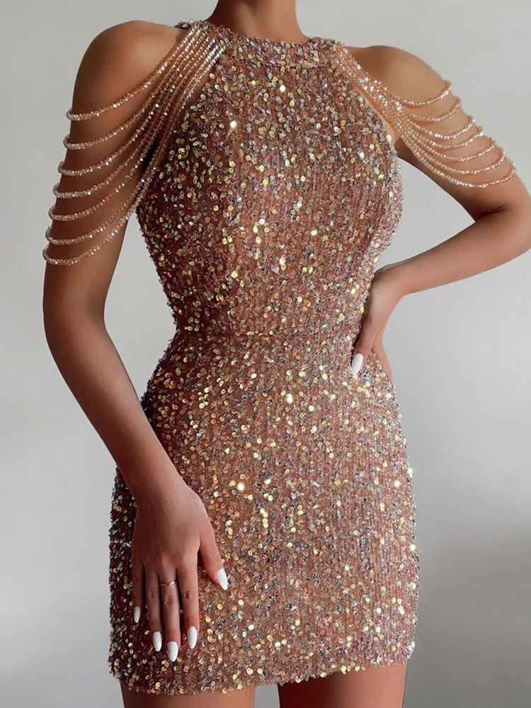 Gold Sequin Bodycon Dress