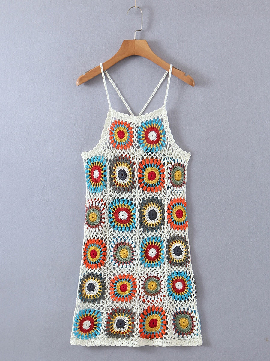 Hand Made Plaid Crochet Sling Dress