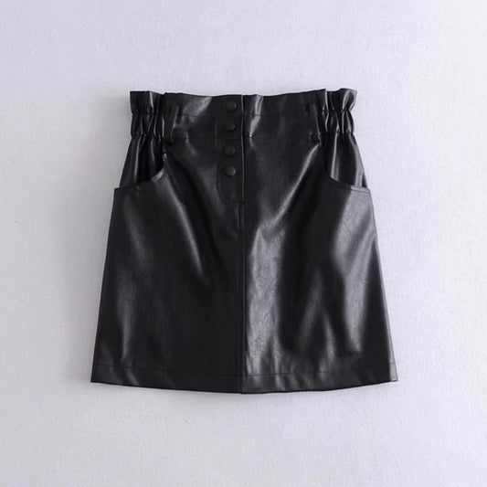 Faux Leather Black Mini Skirt