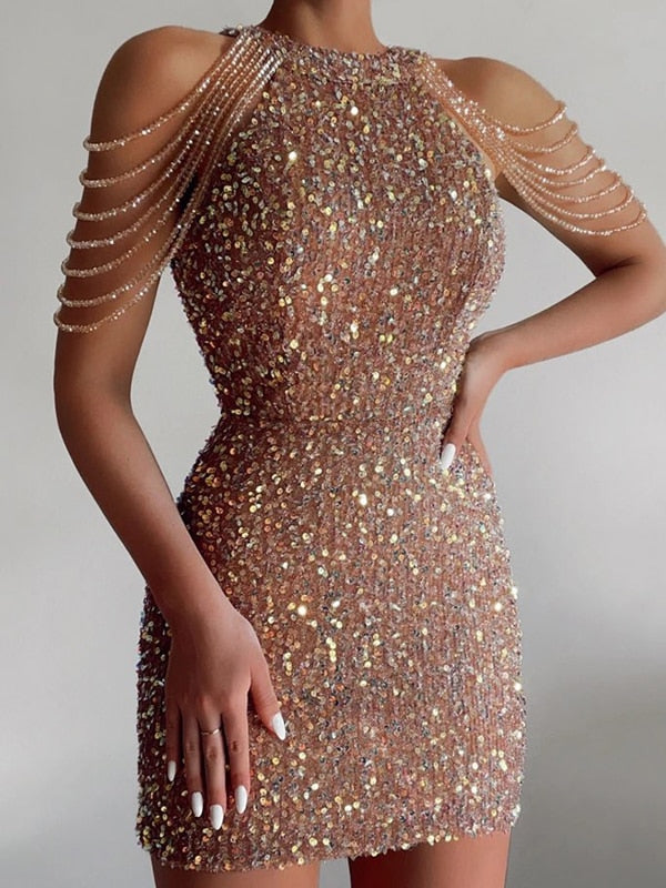 Gold Sequin Bodycon Dress