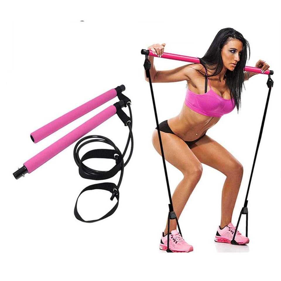 Yoga Pilates Bar Stick with Resistance Band