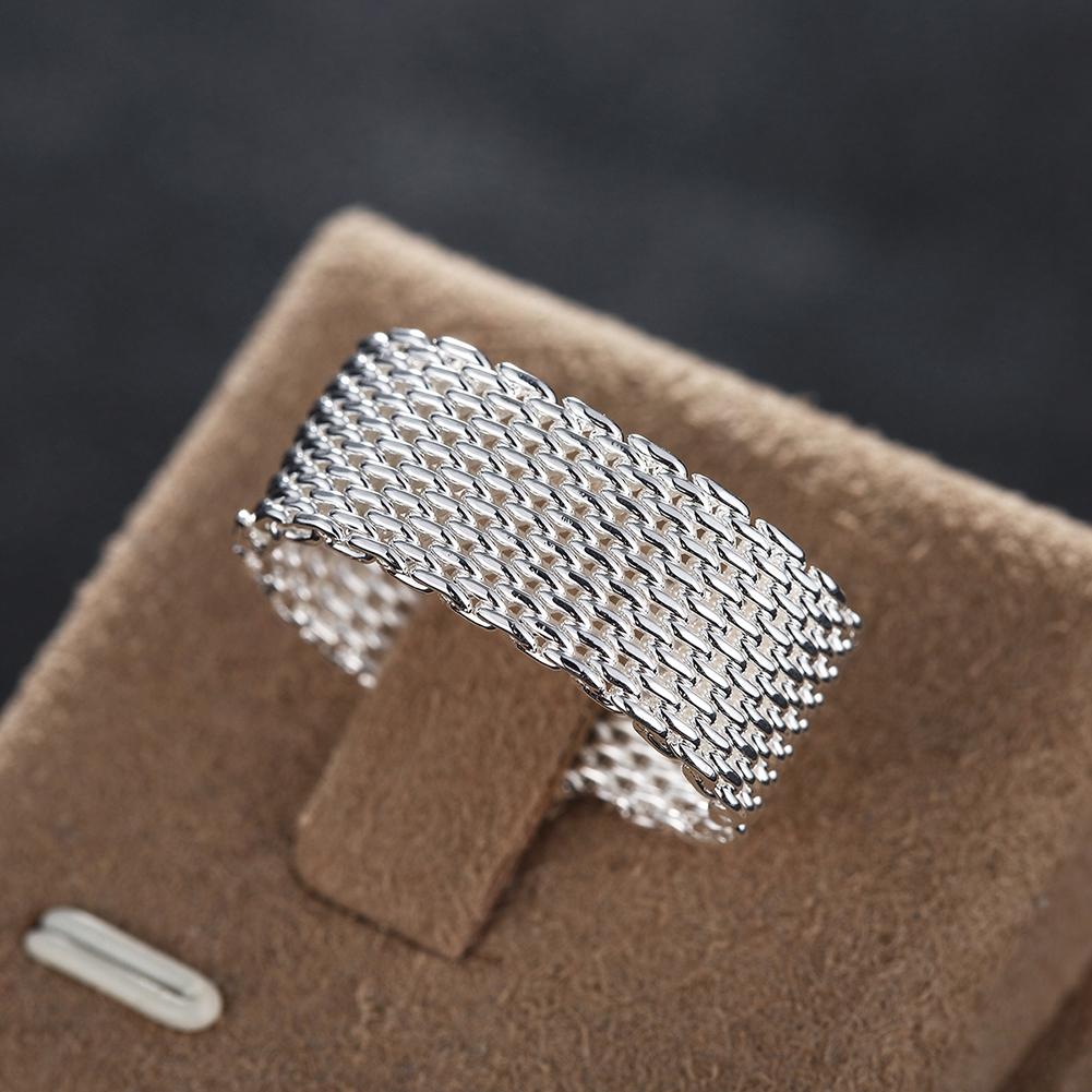 Silver Modern Mesh Band Ring