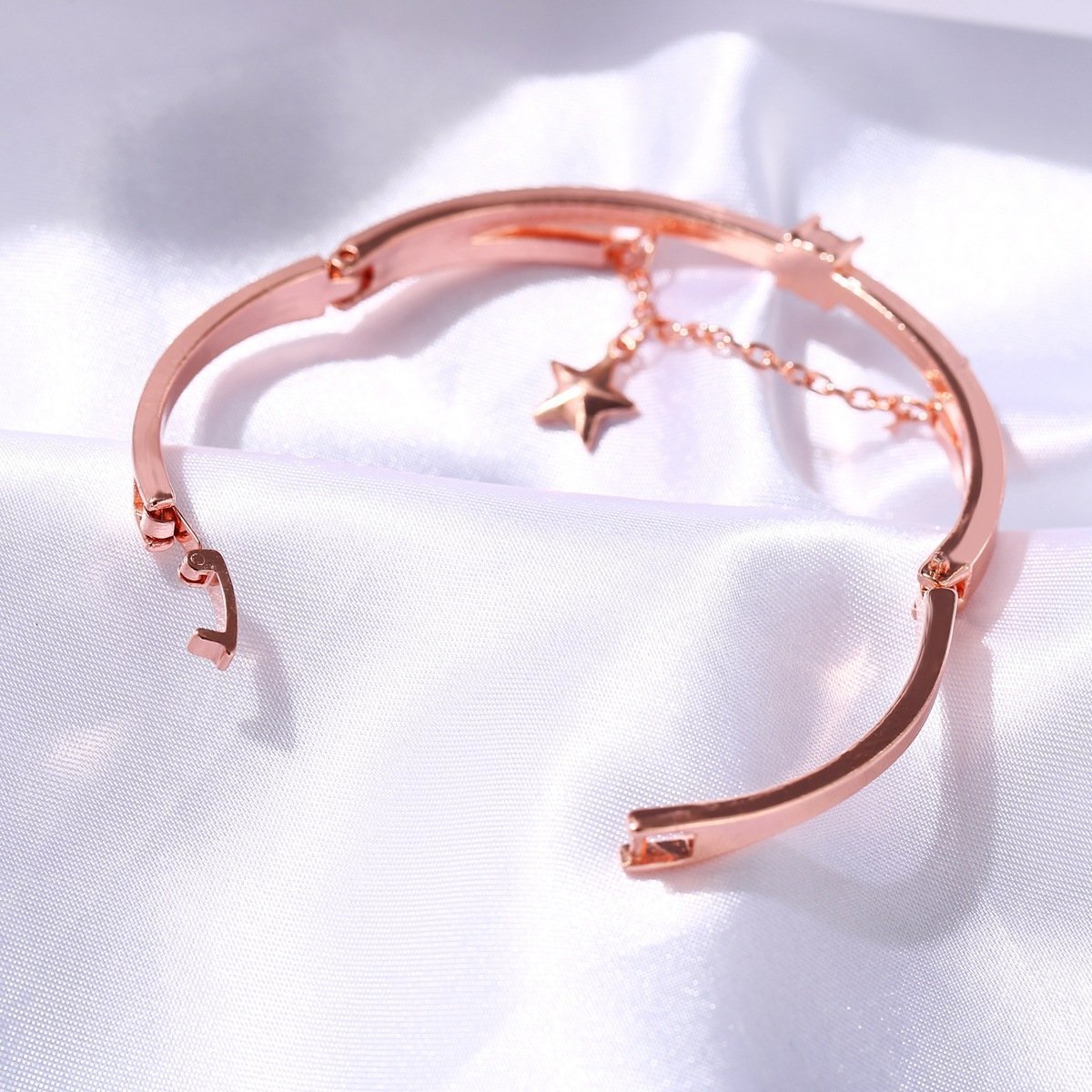 Star Drop With Austrian Crystals 18K Rose Gold Bracelet - ITALY Made