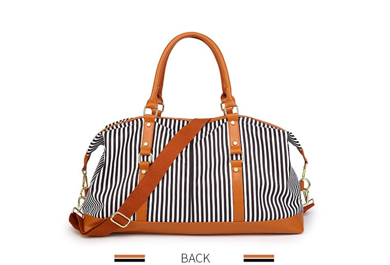 Striped Patchwork Duffel Bag