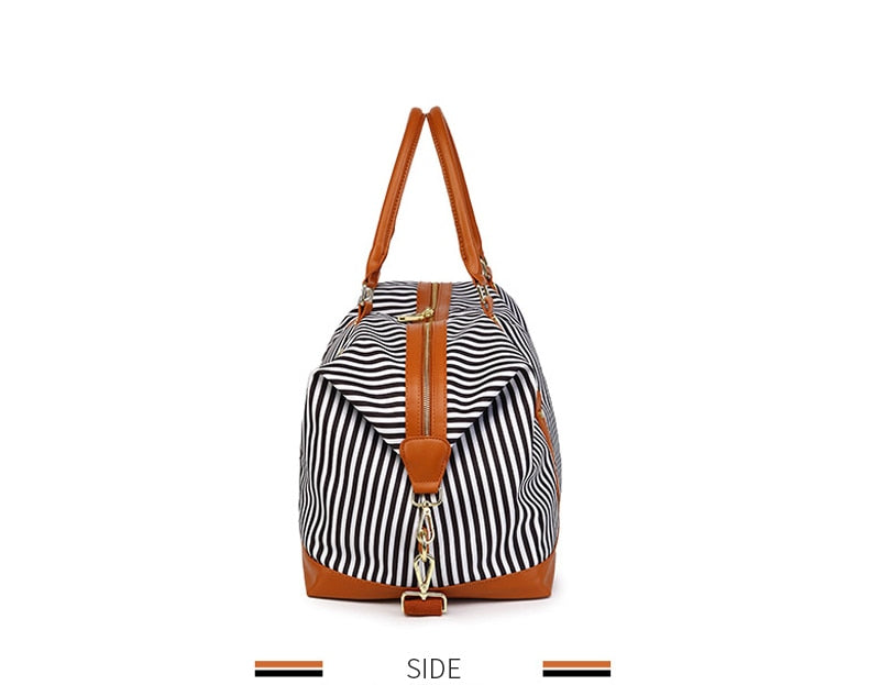 Striped Patchwork Duffel Bag