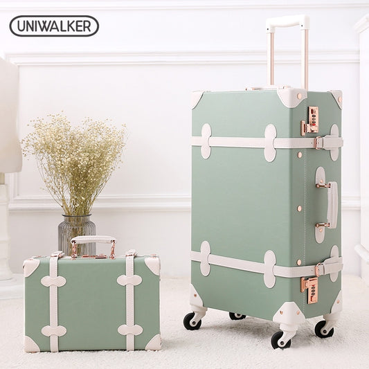 Jade Vintage Trolley Retro Luggage Bags