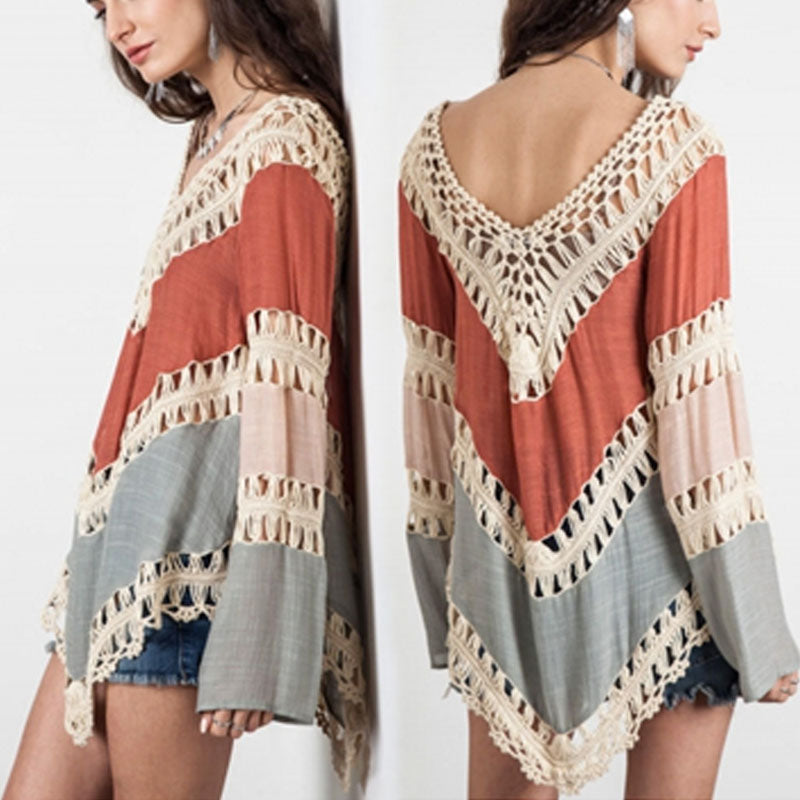 Chloe Vintage Loose Patchwork Top