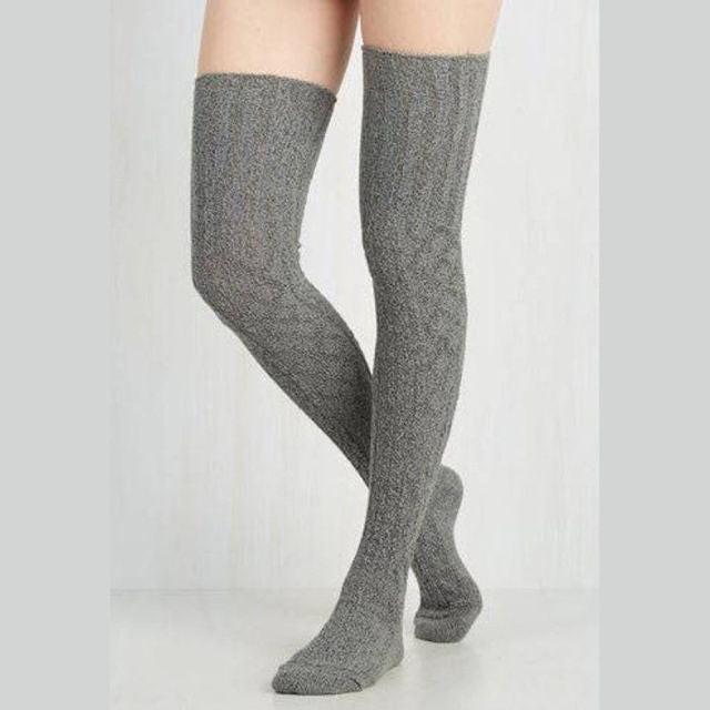 Cable Knit Thigh High Stockings