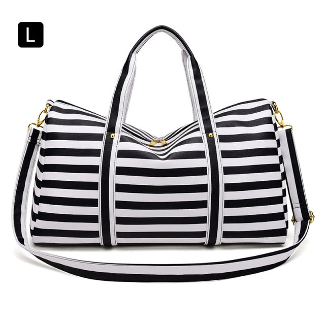 Stripes Waterproof PVC Duffel Weekender Bag