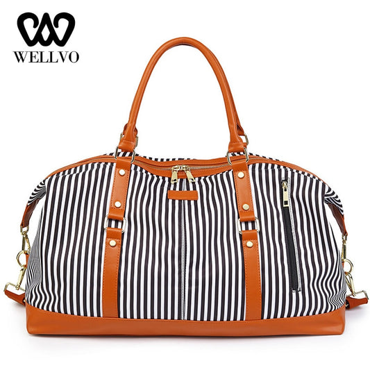 Striped Patchwork Duffel Bag