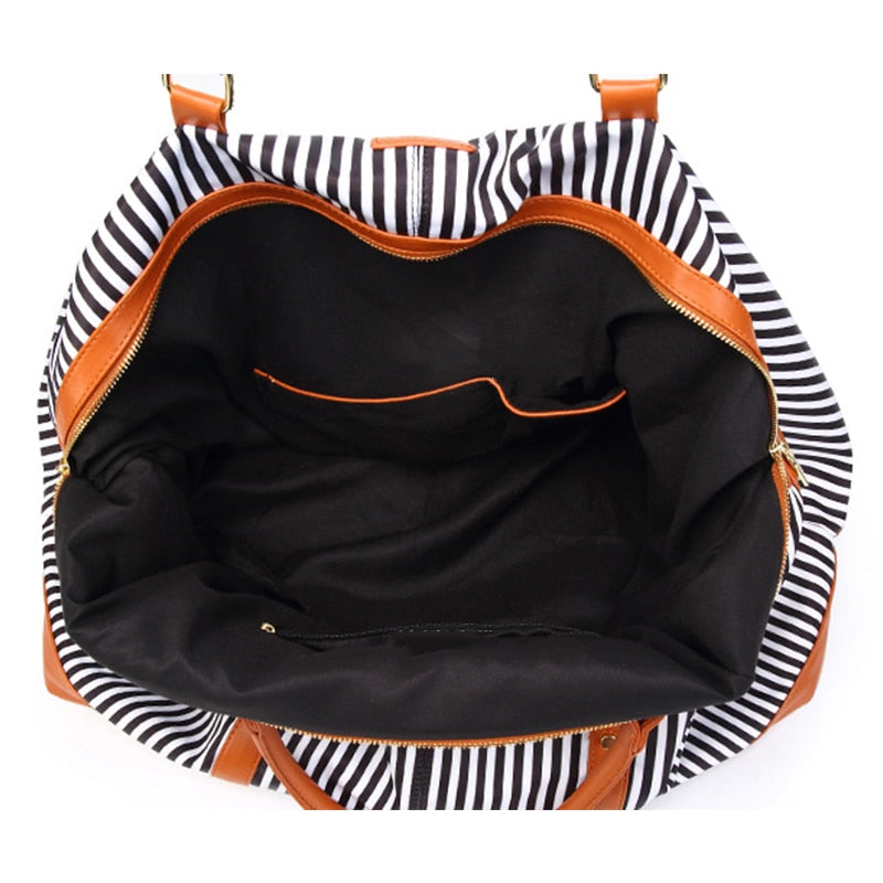 Striped Patchwork Duffel Bag