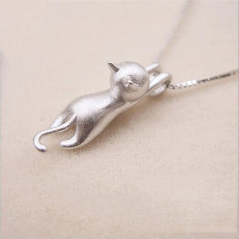 Sterling Silver Cute Kitty Necklace