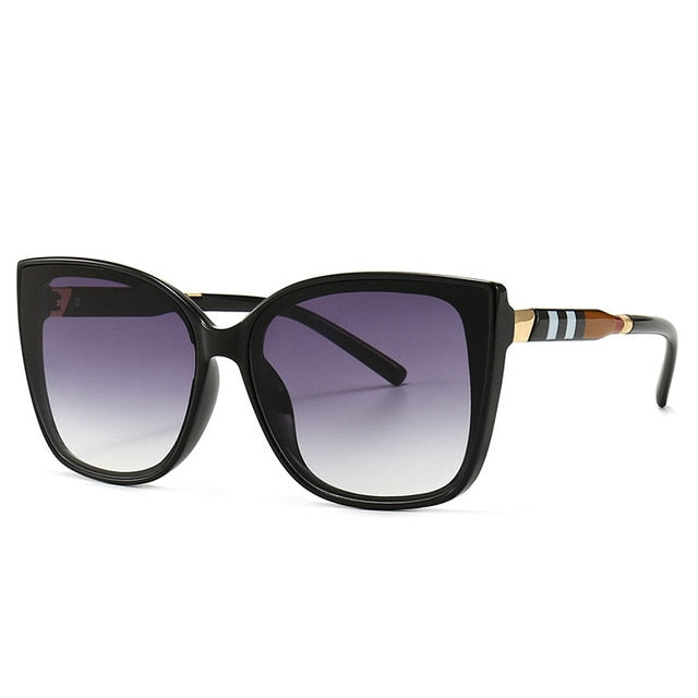 Fashion Cat Eye Stripe Square Ultralight Sunglasses